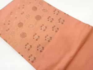 未使用品　横段に花唐草模様織出し名古屋帯